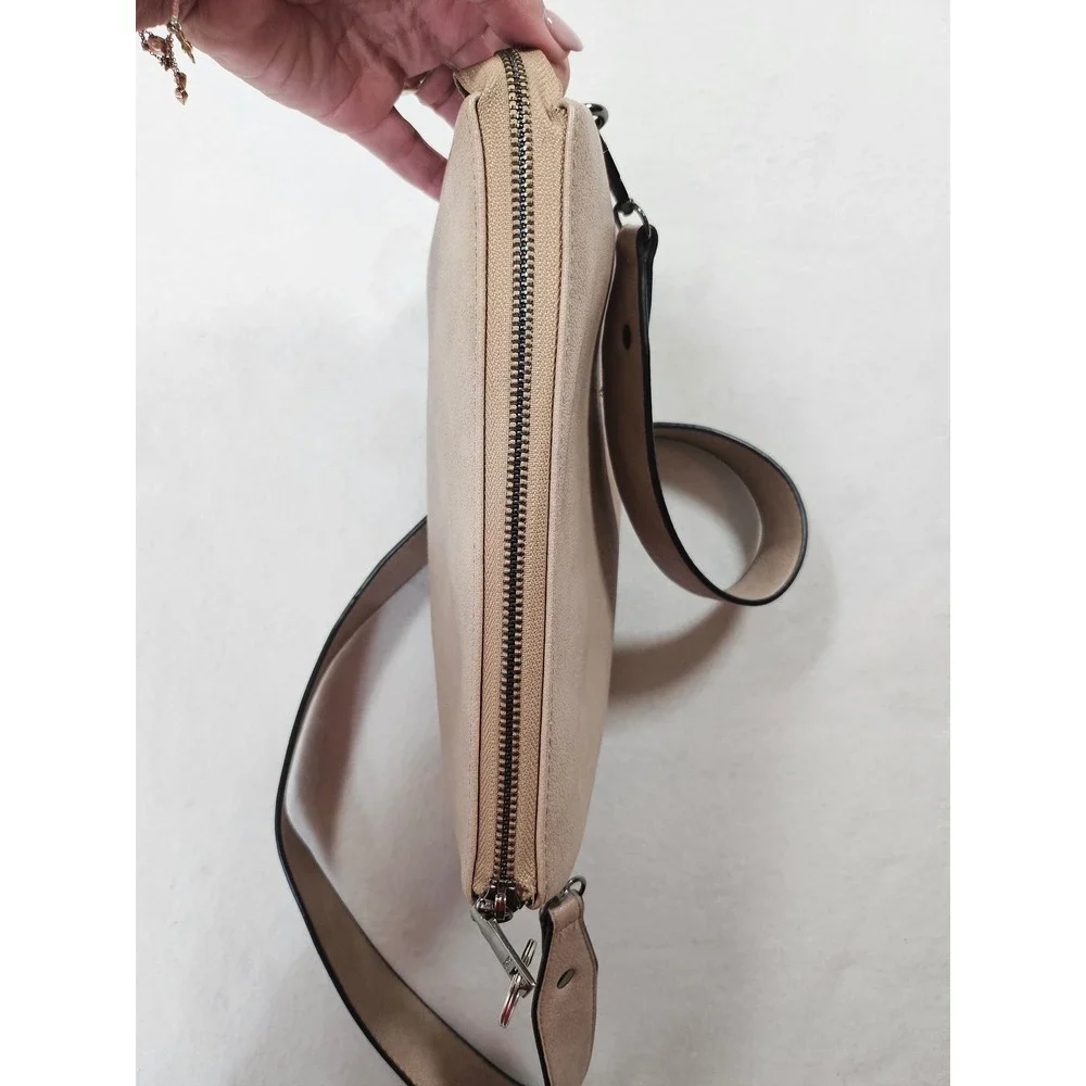 Jen & Co. Taupe Vegan Leather Triple Compartment‎ Crossbody Bag Minimalist Purse
